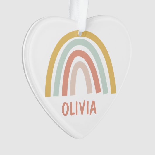 Boho Rainbow Kinder gepersonaliseerd Ornament (voorkant)
