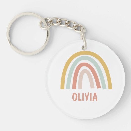 Boho Rainbow Kinder gepersonaliseerd Sleutelhanger (Voorkant)