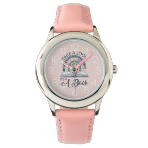 Boho Rainbow Library Lezen Het is in een boek Horloge