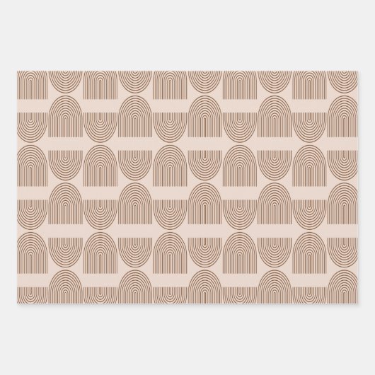 Boho Rainbow Line Arch in Brown en Terracotta Inpakpapier Vel (Voorkant 2)