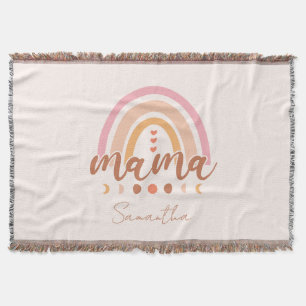 Boho Rainbow Mama met maanfasen Deken