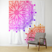 Boho Rainbow Mandala Tapestry Wandkleed (In situ)