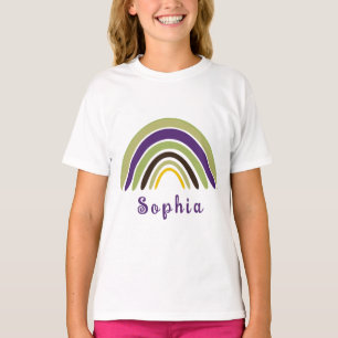 Boho Rainbow met persoonlijke naam in het groen T-shirt
