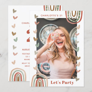 Boho Rainbow Modern 21e verjaardag Kaart