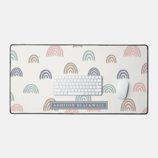 Boho Rainbow Motif Nom de l'enseignant Bureau Mat (Clavier et souris)