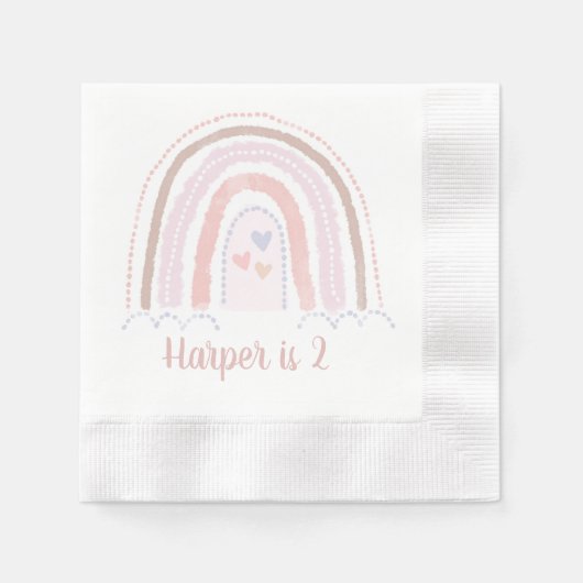Boho Rainbow Muted Pinks Verjaardag Servet (Voorkant)