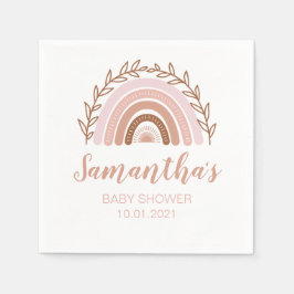 Boho Rainbow Napkins, Terracotta Dusty Pink Servet