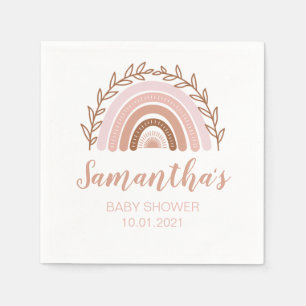 Boho Rainbow Napkins, Terracotta Dusty Pink Servet
