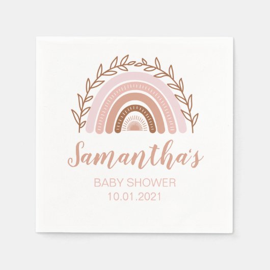 Boho Rainbow Napkins, Terracotta Dusty Pink Servet (Voorkant)