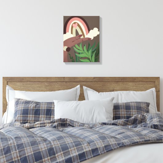 Boho Rainbow Natural Plant Lovers Canvas Print (Insitu (Slaapkamer))