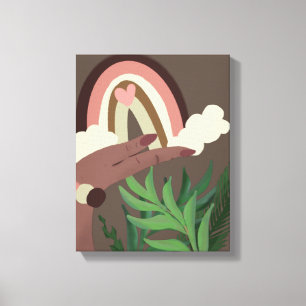 Boho Rainbow Natural Plant Lovers Canvas Print