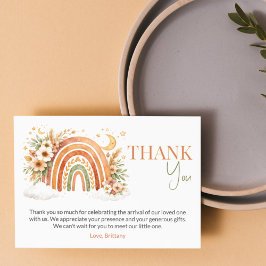Boho Rainbow Neutral Baby Shower Books for Baby Bedankkaart