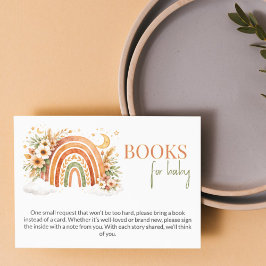 Boho Rainbow Neutral Baby Shower Books for Baby Informatiekaartje