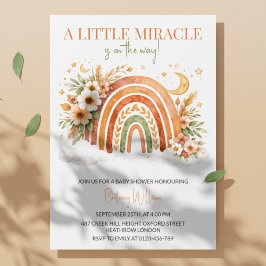 Boho Rainbow Neutral Baby Shower Kaart