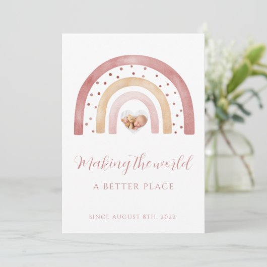 Boho Rainbow Newborn Aankondiging Kaarten (Staand voorkant)