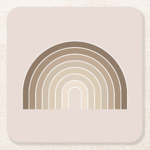 Boho Rainbow Olive Earth Tones Vierkante Kartonnen Onderzetter