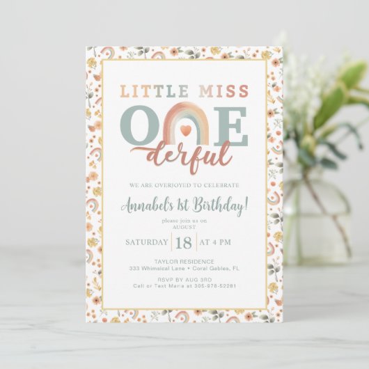 Boho Rainbow Onederday 1st Birthday Invitation - E (Debout devant)