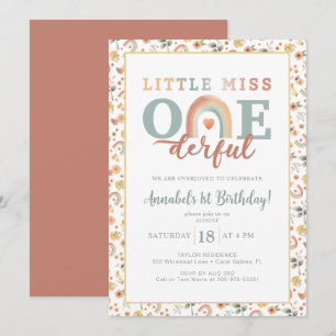 Boho Rainbow Onederday 1st Birthday Invitation - E