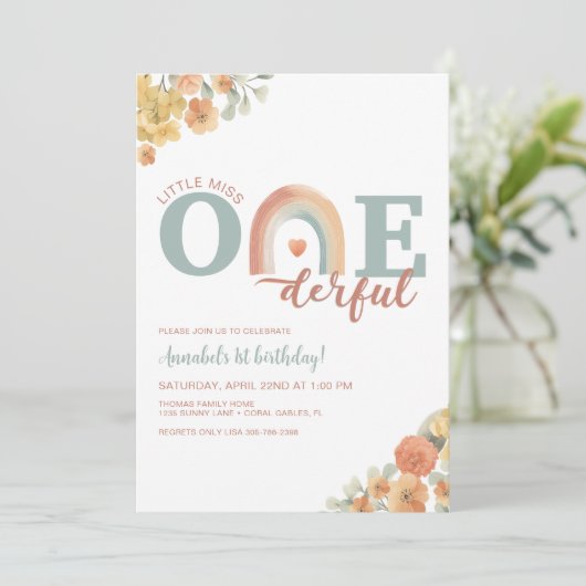 Boho Rainbow Onederday Invitation - 1er B (Debout devant)