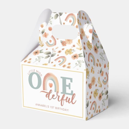 Boho Rainbow Onederful 1st Birthday Favoriete Boxe Bedankdoosjes (Achterkant)