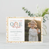 Boho Rainbow Onederful Fotouitnodiging – Aardse 1 Kaart (Staand voorkant)