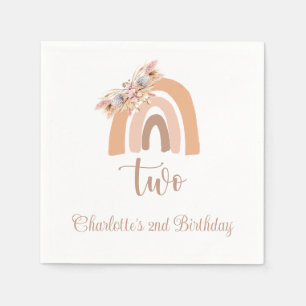 Boho Rainbow Pampas Grass Birthday Party Servet