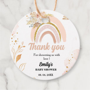 Boho Rainbow Pampas Grass Dank u Baby shower Bedankjes Labels