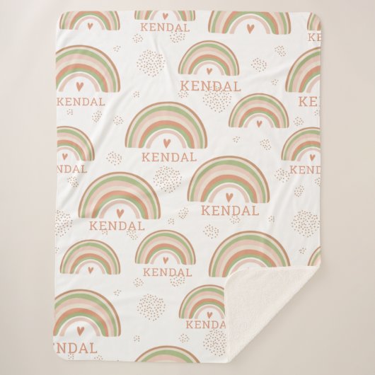 Boho Rainbow Pattern Automatisch aangepaste naam r Sherpa Deken (Voorkant)