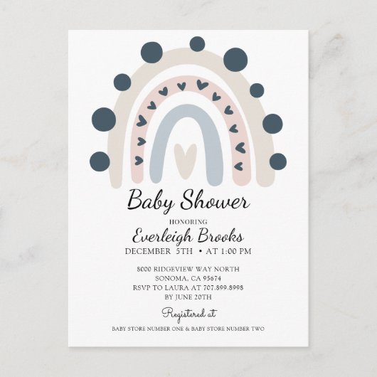 Boho Rainbow Pink Baby shower Uitnodiging (Voorkant)