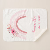 Boho Rainbow Pink Floral Sherpa Baby Deken (Voorkant (horizontaal))