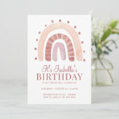 Boho Rainbow Pink Invitation de fête d'anniversair (Debout devant)