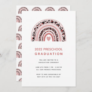 Boho Rainbow Preschool Invitation à la graduation
