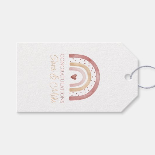 Boho Rainbow Proficiat Gift Label Cadeaulabel (Voorkant (Horizontaal))