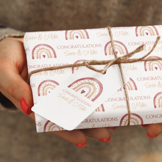 Boho Rainbow Proficiat Gift Label Cadeaulabel