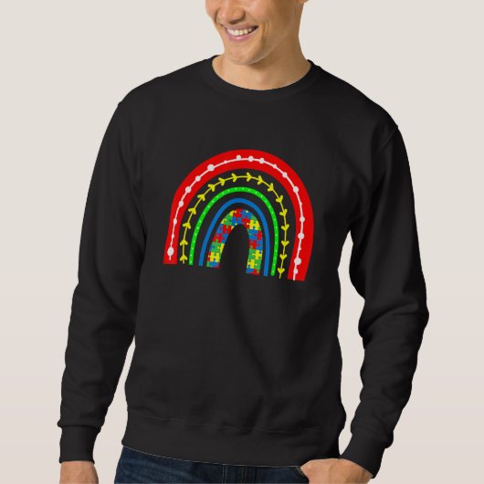 Boho Rainbow Puzzle Piece Autism Awareness Autisti Trui (Voorkant)