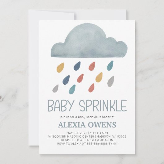 Boho Rainbow Raincloud Rain Baby shower Sprinkle Kaart (Voorkant)