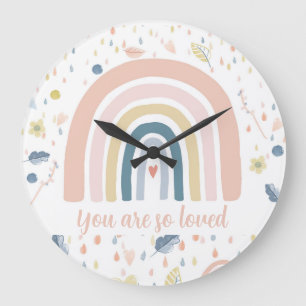 Boho Rainbow & Raindrops Horloge des infirmières