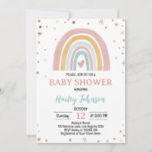 Boho Rainbow Rose Girl Baby shower Invitation (Devant)