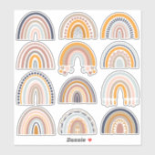Boho Rainbow Rustic Scrapbook 12 Jolies Stickers (Feuille)
