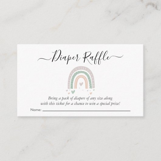 Boho Rainbow Sage Diaper Raffle Shower Informatiekaartje (Voorkant)