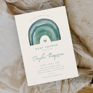 Boho Rainbow Sage Green Baby shower Kaart