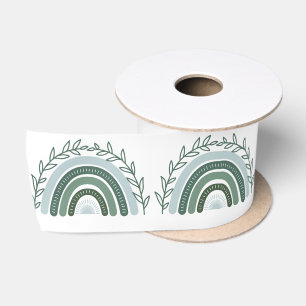 Boho Rainbow Satin Ribbon, Sage Green Lint