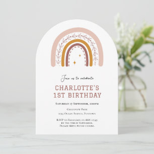Boho Rainbow simple invitation 1er anniversaire