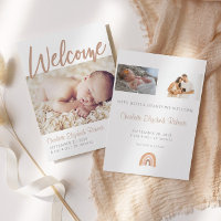 Boho Rainbow Simple Photo Birth Notice