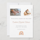 Boho Rainbow Simple Photo Faire-part de naissance (Dos)