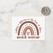 Boho Rainbow Social Worker Appreciation Notitiekaartje (Voorkant / Achterkant in situ)