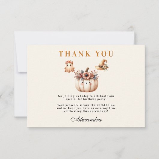 Boho Rainbow Spooky eerste verjaardag Bedankkaart (Voorkant)