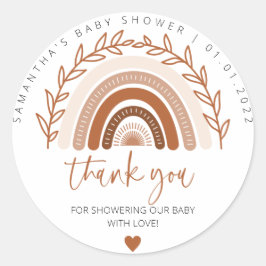 Boho Rainbow Stickers, Earthy Terracotta Shower Ronde Sticker