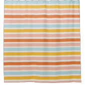 Boho Rainbow Stripe Roze Rood Geel Douchegordijn (Voorkant)