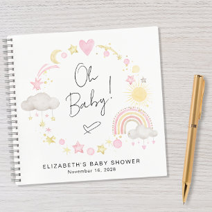 Boho Rainbow Sun Baby Girl Douche Livre d'invité